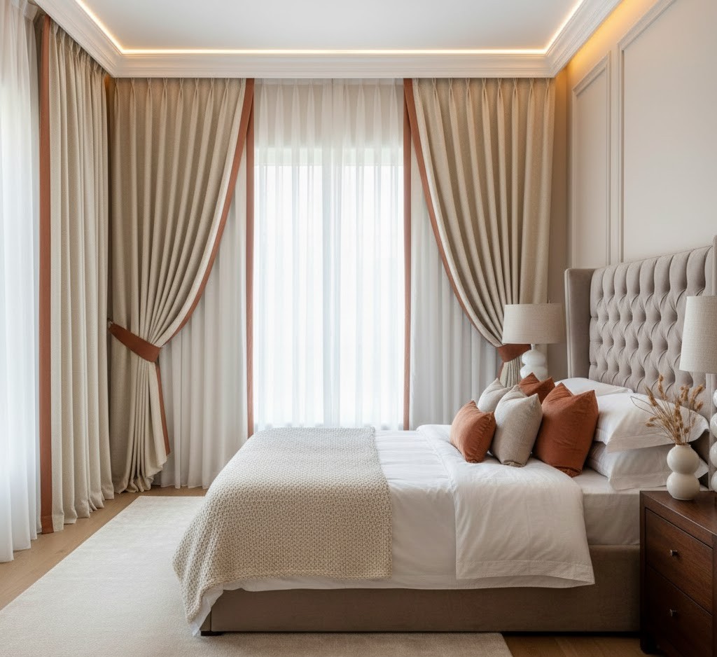 Luxurious bedroom curtains