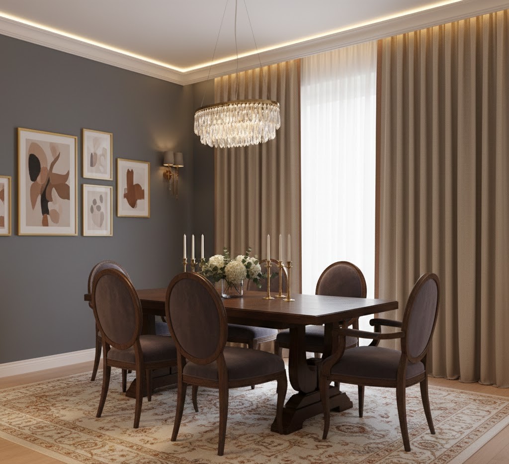 Elegant dining room curtains