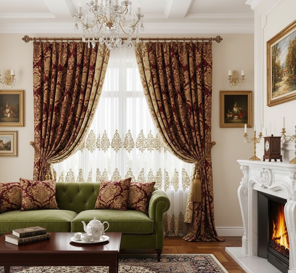 Classic living room drapery